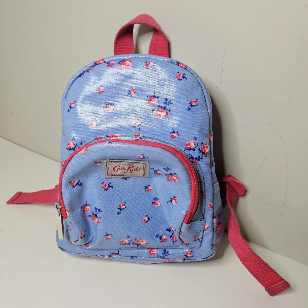 Cath Kidston Mini Backpack PVC Coated Cotton Blue Floral